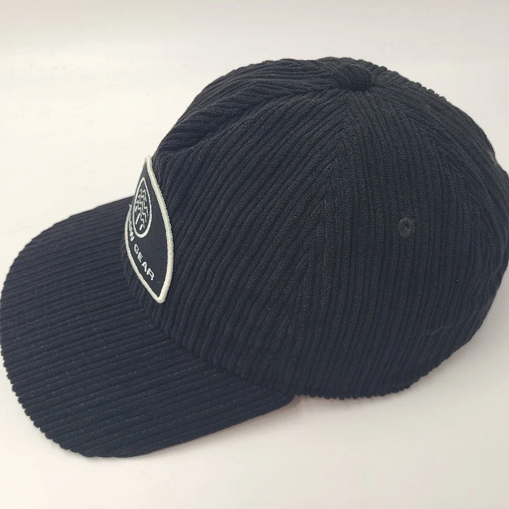 Flylow Gear Hat Strapback Black White Corduroy Patch Logo Ski Outdoors Snow Men